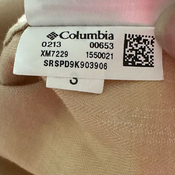 Columbia Button Up Shirt Men’s L Beige Roll Tab Sleeve Flip Cuff Camo - Picture 7 of 10